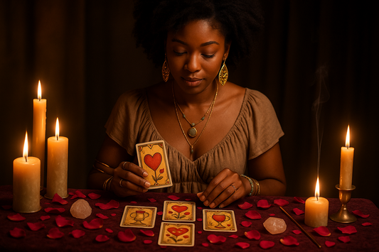 create a black women doing a love reading